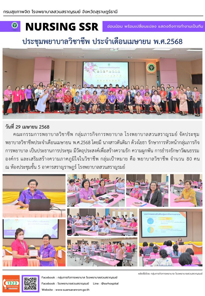 ประชุมพยาบาลวิชาชีพ ประจำเดือนเมษายน พ.ศ.2568 ประชุมพยาบาลวิชาชีพ ประจำเดือนเมษายน พ.ศ.2568