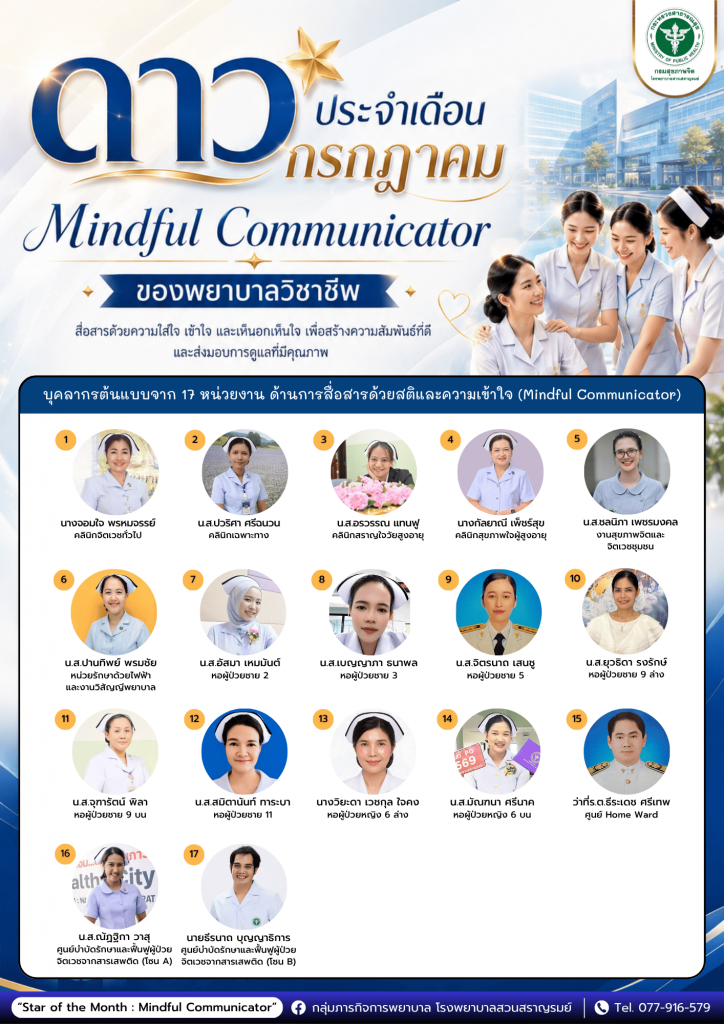 Star of the Month ประจำเดือนกรกฎาคม 2569 (พยาบาลวิชาชีพ)